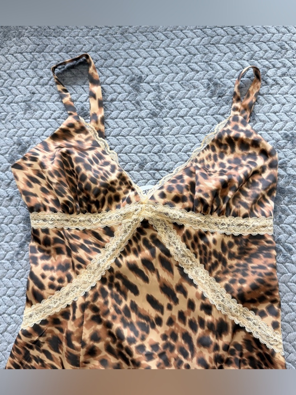 NWT Princess Polly Leopard Print Satin Midi Dress with Lace Detail Size 4 - Picture 6 of 16